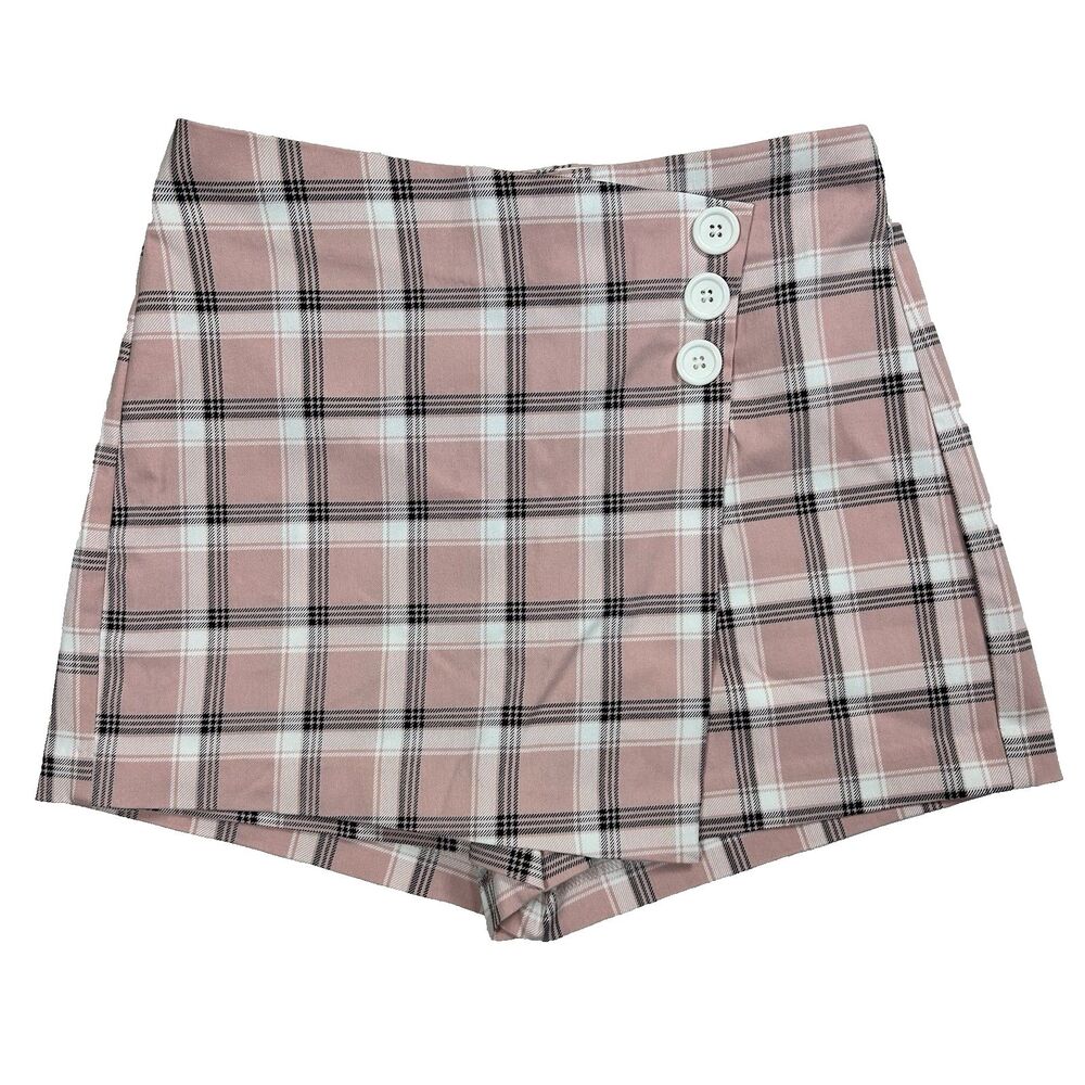 JOE B By Joe Benbasset Women's Skorts Skirt Shorts Medium Pink Plaid Pull On